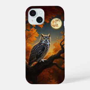 Grote Horned Uil in de herfst iPhone 15 Hoesje
