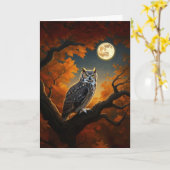 Grote Horned Uil in de herfst Kaart (Gele Bloem)