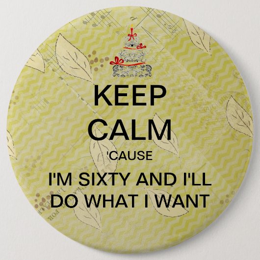 Grote houdbare kalm 60e verjaardag Button (Voorkant)