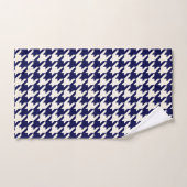 Grote Houndstooth Patroon Marine Blauw en Wit Bad Handdoek (Handdoek)