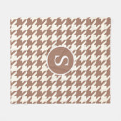 Grote Houndstooth Patroon Mocha Mousse en wit Fleece Deken (Voorkant (Horizontaal))