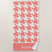 Grote Houndstooth Pattern Snoep Roze Strandlaken (Voorkant)