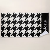 Grote Houndstooth Zwart & Wit Strandlaken (Voorkant)