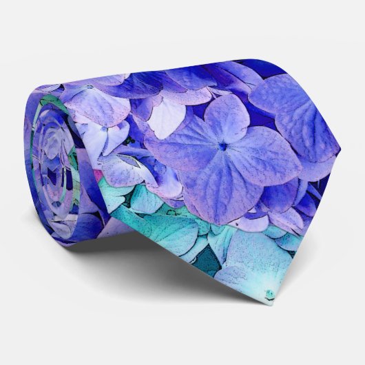 Grote hydrangea-bloesems stropdas (Opgerold)