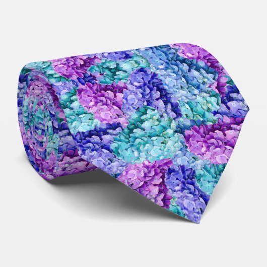 Grote hydrangea-bloesems stropdas (Opgerold)