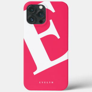 Grote Initiaal Moderne Typografie Roze iPhone 13 Pro Max Hoesje