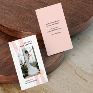 Grote Initialen Blush Pink Typografie Fotograaf Visitekaartje