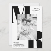 Grote Initialen Modern Black White Typografie Foto Save The Date (Voorkant)