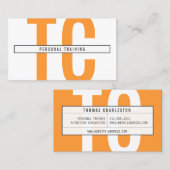 Grote Initialen Monogram in Sinaasappel en Wit Visitekaartje (Voorkant / Achterkant)