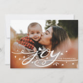 Grote Joy Hand Lettered Photo Holiday Kaart (Voorkant)