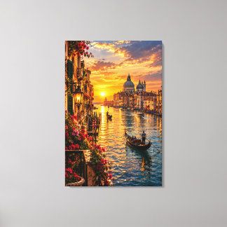Grote Kanaal Zonsondergang Venetië Italië – Cinema Canvas Afdruk