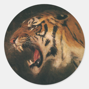 grote kat in de grote tijger, wilde dieren ronde sticker