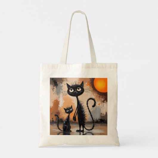 Grote Kat Kleine Kat Halloween Tote Bag (Achterkant)