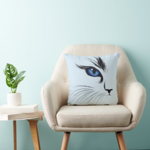 Grote kat met blauwe ogen Moderne katteliefhebber Kussen