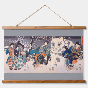 Grote Kat Sneeuwman, Kuniyoshi, Ukiyo-e Hangend Wandkleed