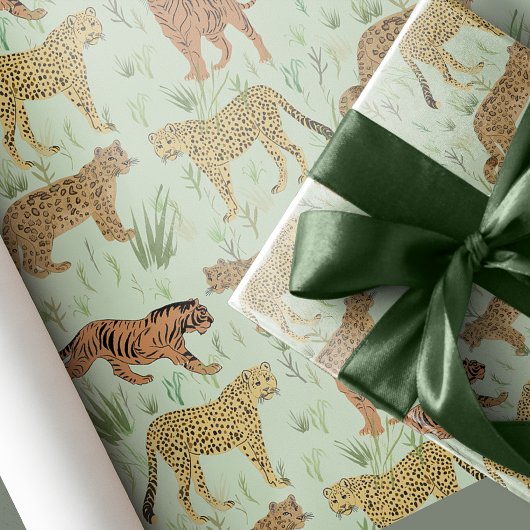 Grote katten in de gras cadeaupapier