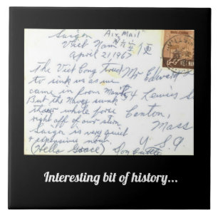 Grote Keramische Tegel  Briefkaart Vietnam Hist! Tegeltje