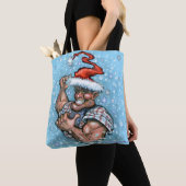 Grote Kerst Elf Canvas tas (Dichtbij)