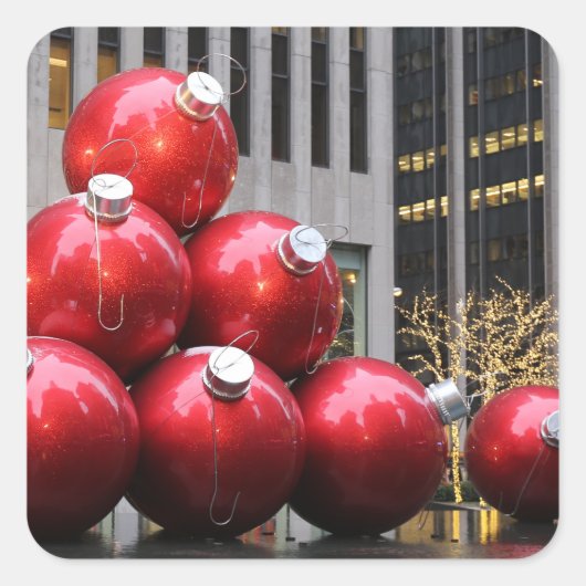 Grote kerstbal Ornamenten in NYC Vierkante Sticker (Voorkant)