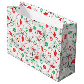 Grote kerstflamingo cadeautas rood (Voorkant Gekanteld)