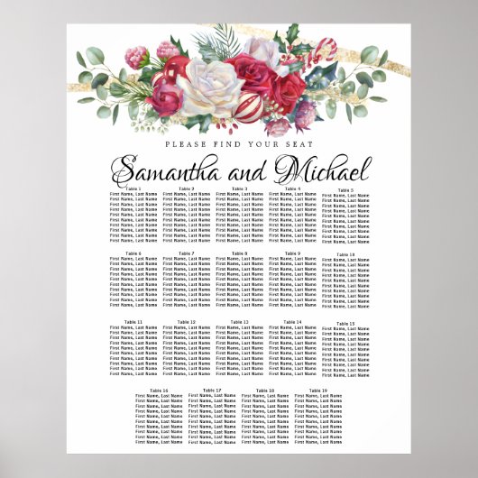 Grote kerstgroen 19-tafelzitjes poster (Voorkant)