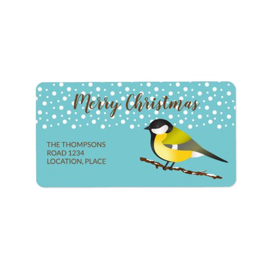 Grote kerstkerst met Parus Major Etiket (Voorkant)