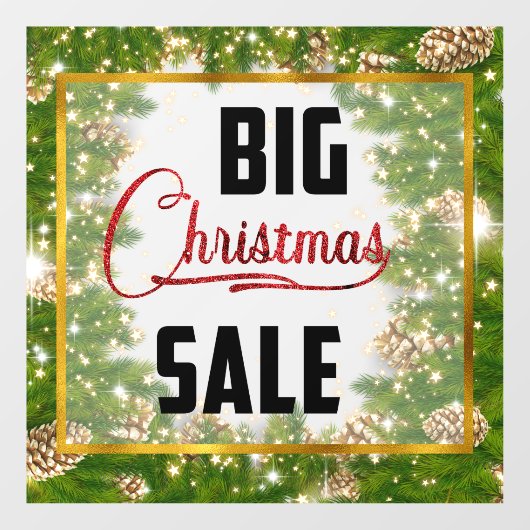 Grote Kerstvakantie Sale Denneappel Raamsticker (Vel)