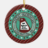 Grote kerstversiering met een kip keramisch ornament (Voorkant)