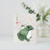 Grote kikker Kleine Japanse kikker Toad 19e eeuw Briefkaart (Staand voorkant)