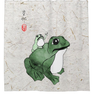 Grote kikker Kleine Japanse kikker Toad 19e eeuw Douchegordijn