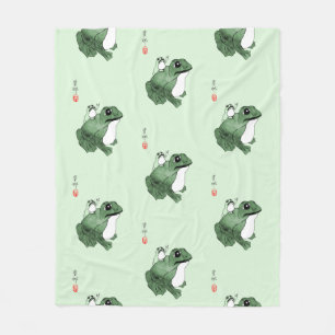 Grote kikker Kleine Japanse kikker Toad 19e eeuw Fleece Deken