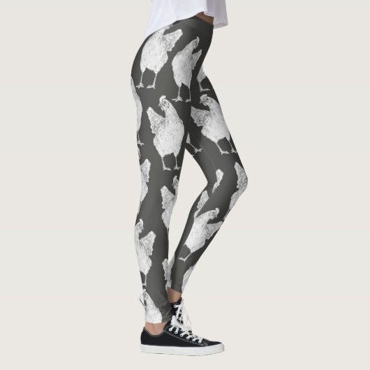 Grote kippen op grijs - Leggings (Rechts)