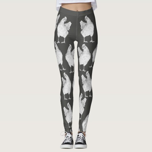 Grote kippen op grijs - Leggings (Voorkant)