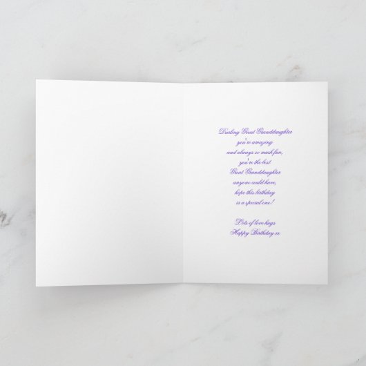 Grote Kleindochter Leuke Verjaardagskaart, paarse  Kaart (Binnen)