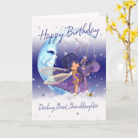 Grote Kleindochter Leuke Verjaardagskaart, paarse Kaart (Gele Bloem)