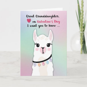 Grote kleindochter Llamas Valentijn Day Hearts Kaart