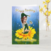 Grote kleindochter, Verjaardag Kaart - Fantasy Sch (Gele Bloem)