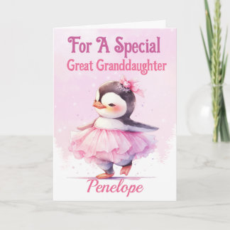 Grote kleindochter Verjaardag Pinguïn Ballerina Kaart