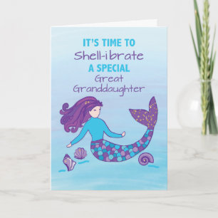 Grote kleindochter Verjaardag Sparkly Look Zeemeer Kaart