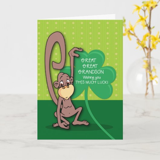 Grote kleinzoon, St. Patrick's Day Monkey Kaart (Gele Bloem)