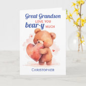 Grote kleinzoon Valentijnsdag Teddy Bear hart Kaart (Gele Bloem)