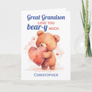 Grote kleinzoon Valentijnsdag Teddy Bear hart Kaart
