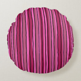 Grote Kleur Pop Hot Roze en Zwarte Strepen Rond Kussen