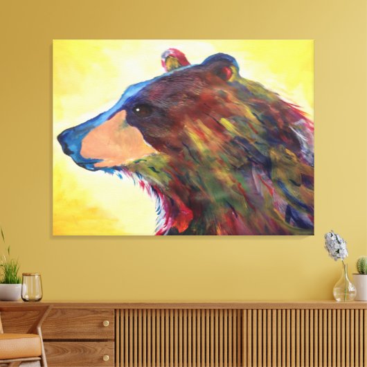 Grote Kleurrijke Abstract Beer Kunst Canvas Afdruk (Insitu (Woonkamer))