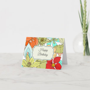 Grote kleurrijke bloemen Happy Birthday Kaart