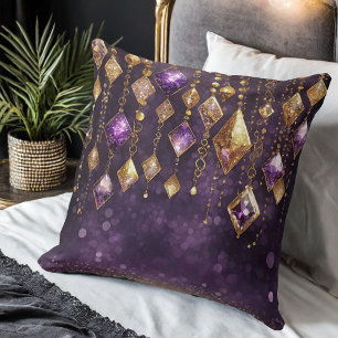 Grote Kleurrijke Boho Pareltjes Violet en Goud ID1 Kussen