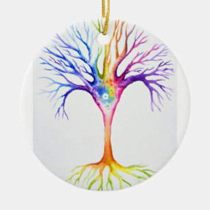 Grote kleurrijke neurale boom keramisch ornament
