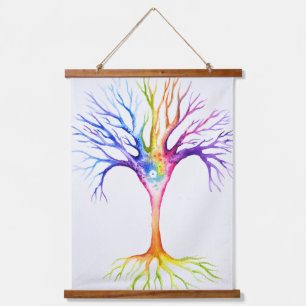 Grote kleurrijke neuronale boom hangend wandkleed