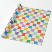 Grote Kleurrijke Regenboog Checkerboard Patroon Cadeaupapier (Uitgerold)