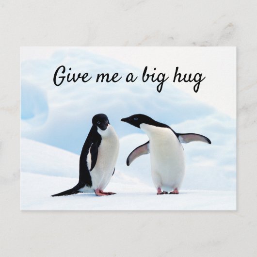 Grote knuffel Penguin op ijsfoto met tekst Briefkaart (Voorkant)